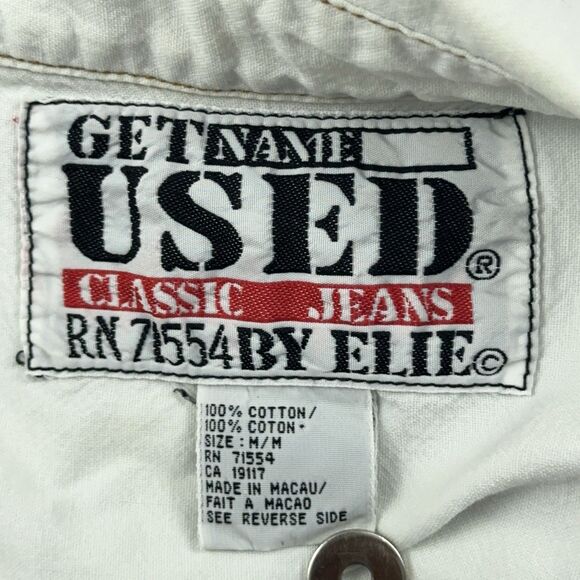 Vintage 1990's Get Used By Elie Shirt Mens Size M White Snap Button Up Oversized - Picture 6 of 8